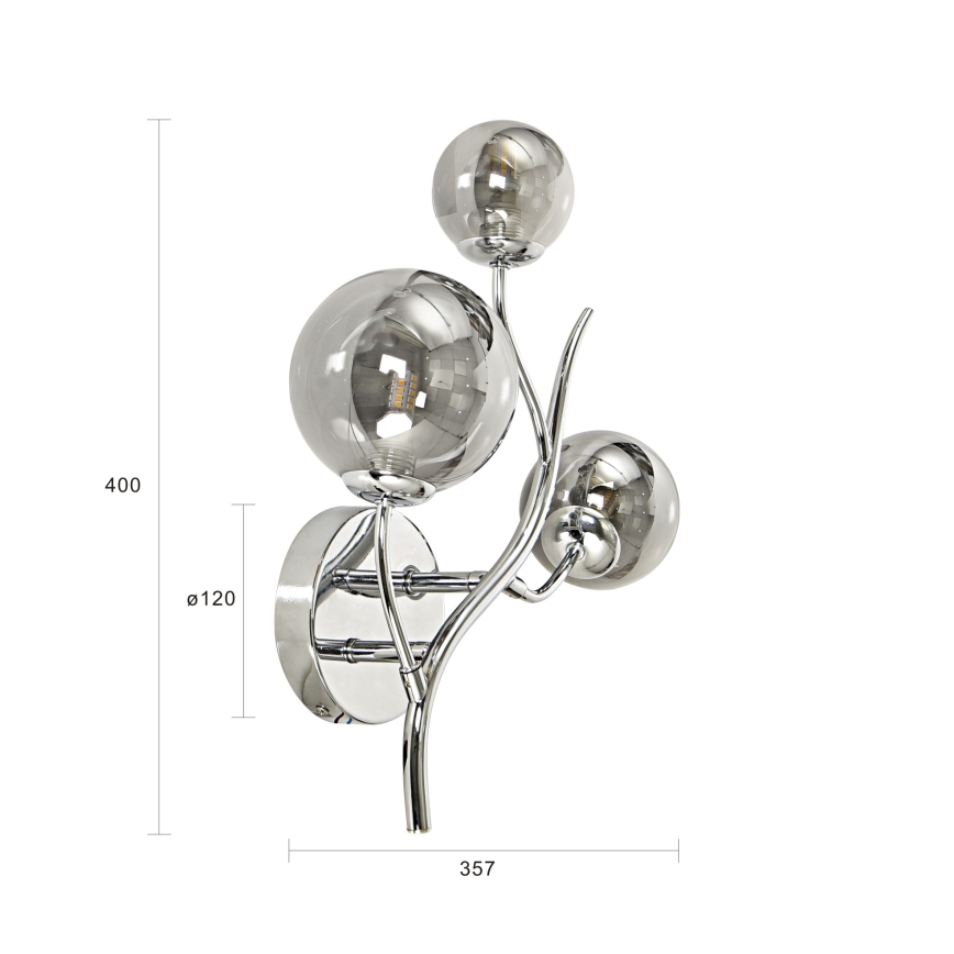 Brilagi - LED-wandlamp MISTEL 3xG9/3W/230V zwart chroom/rookglas