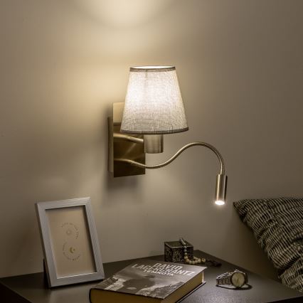Brilagi - LED Flexibele wandlamp NUBILA 1xE27/25W/230V + LED/3W mat chroom/grijs