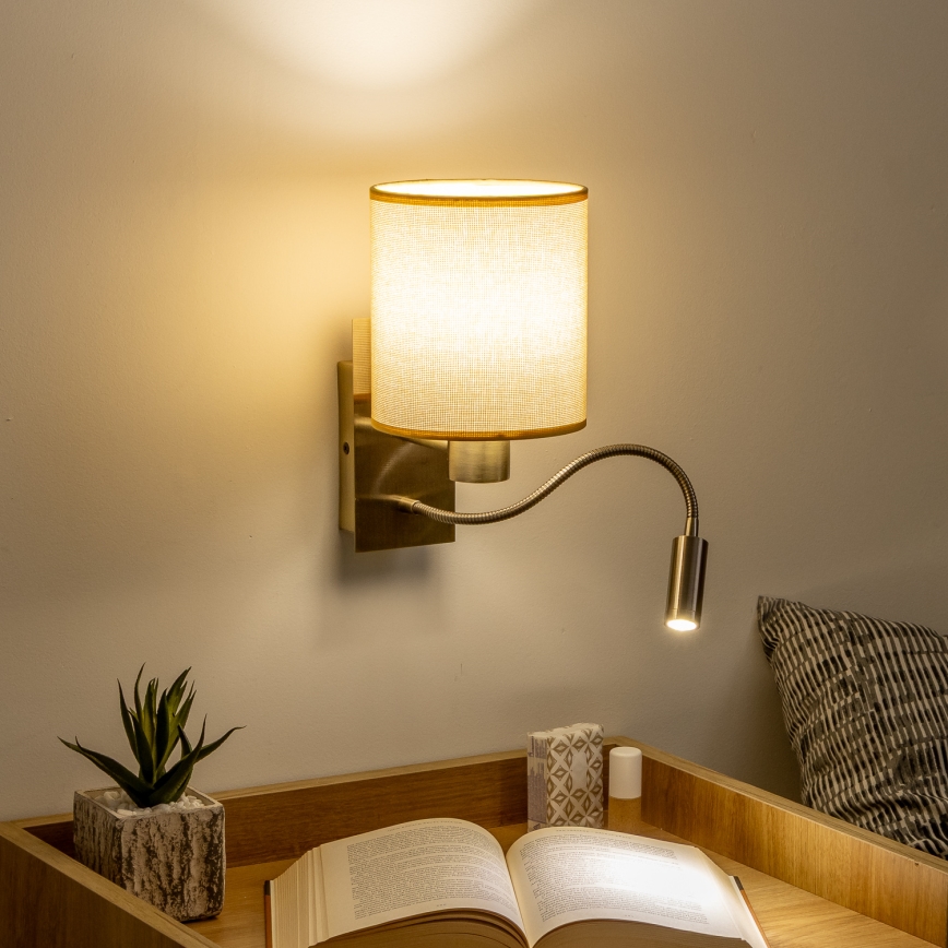 Brilagi - LED Flexibele wandlamp NUBILA 1xE27/25W/230V + LED/3W messing/lichtbruin