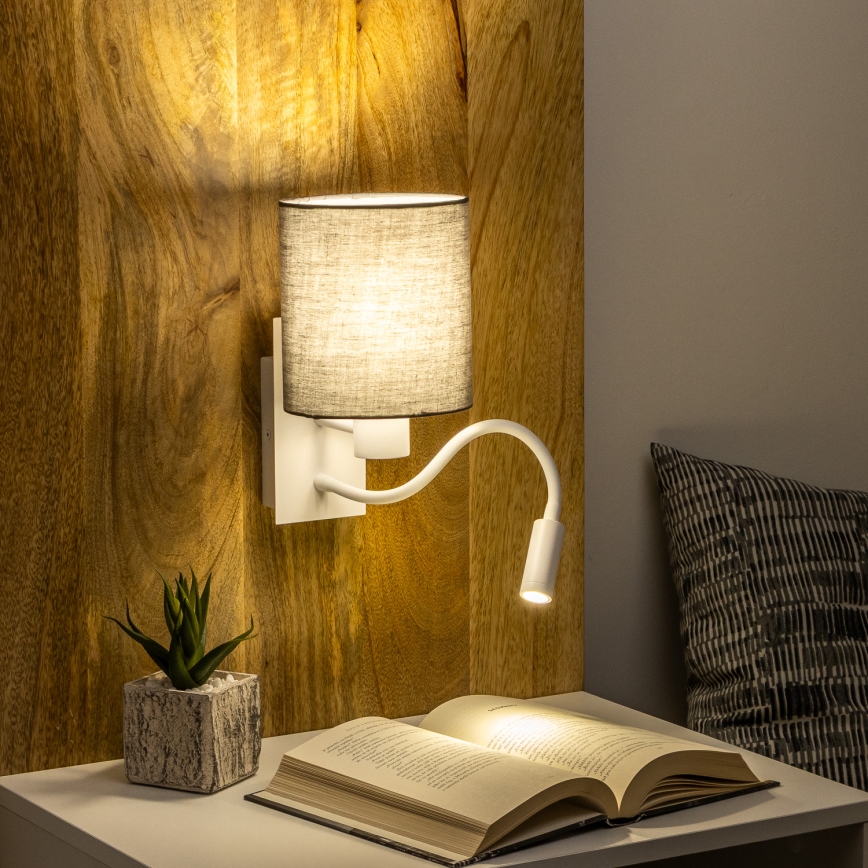Brilagi - LED Flexibele wandlamp NUBILA 1xE27/25W/230V + LED/3W wit/antraciet