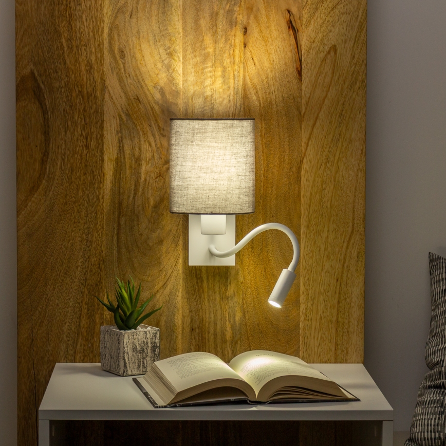 Brilagi - LED Flexibele wandlamp NUBILA 1xE27/25W/230V + LED/3W wit/antraciet
