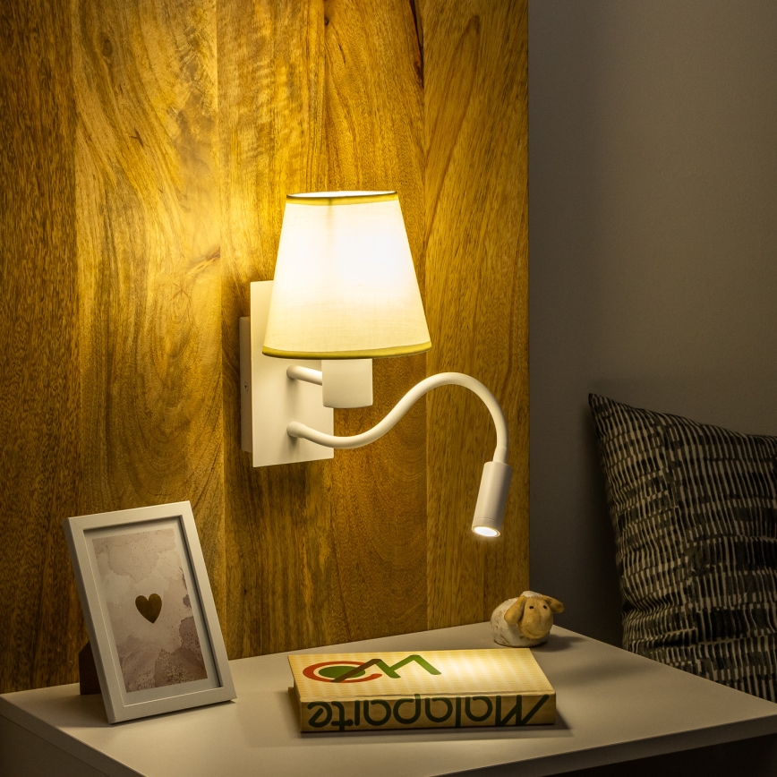 Brilagi - LED Flexibele wandlamp NUBILA 1xE27/25W/230V + LED/3W wit/crème