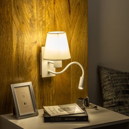 Brilagi - LED Flexibele wandlamp NUBILA 1xE27/25W/230V + LED/3W wit
