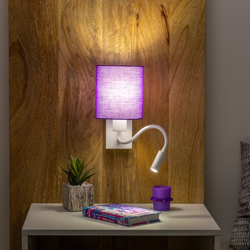 Brilagi - LED Flexibele wandlamp NUBILA 1xE27/25W/230V + LED/3W wit/paars