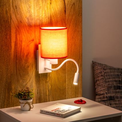 Brilagi - LED Flexibele wandlamp NUBILA 1xE27/25W/230V + LED/3W wit/rood