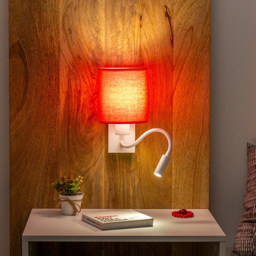 Brilagi - LED Flexibele wandlamp NUBILA 1xE27/25W/230V + LED/3W wit/rood