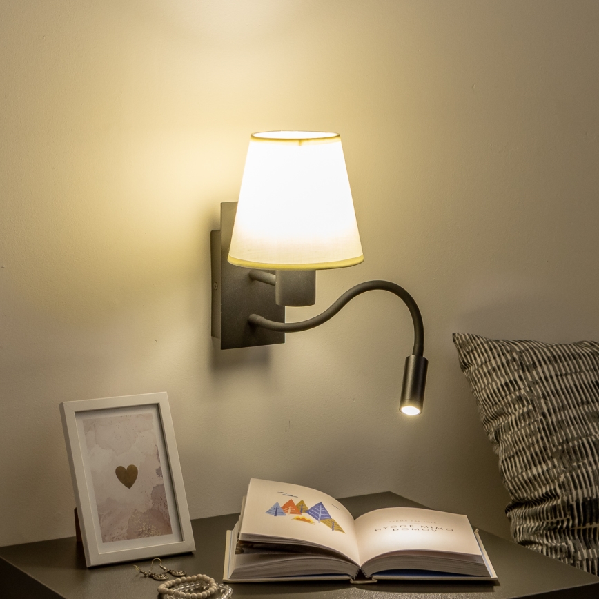 Brilagi - LED Flexibele wandlamp NUBILA 1xE27/25W/230V + LED/3W zwart/crème