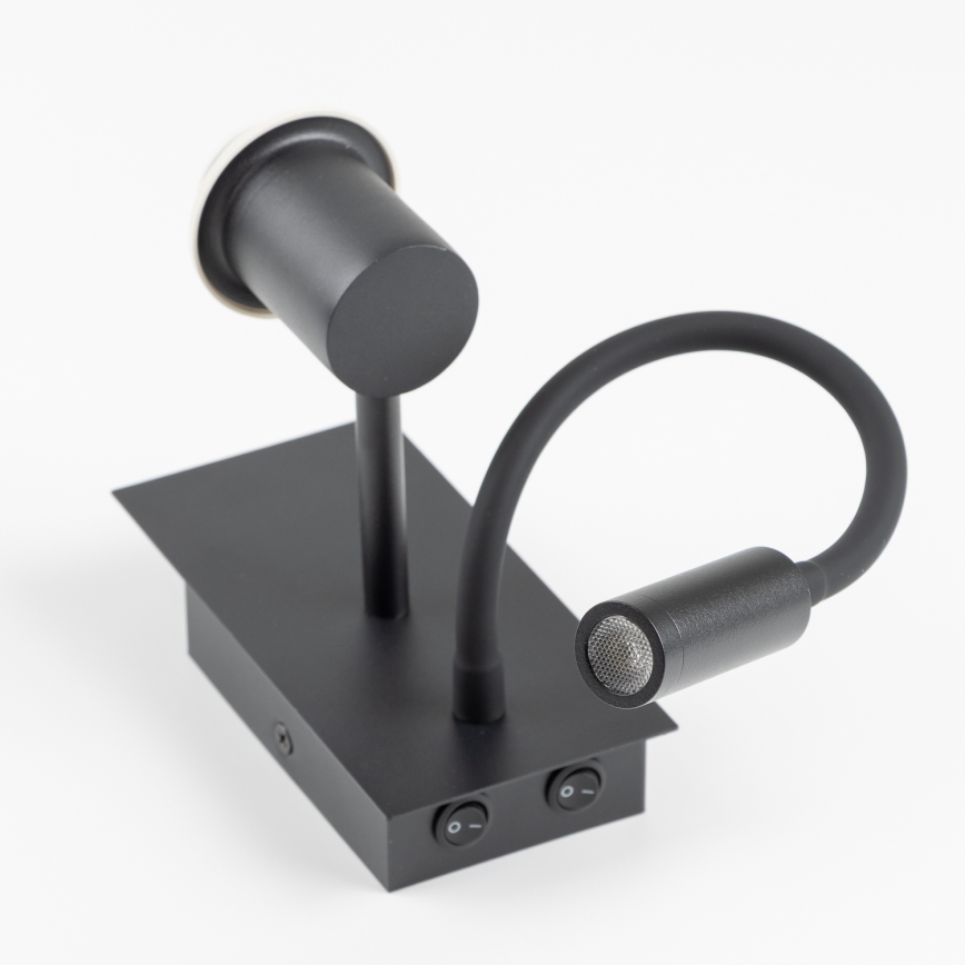 Brilagi - LED Flexibele wandlamp NUBILA 1xE27/25W/230V + LED/3W zwart/grijs
