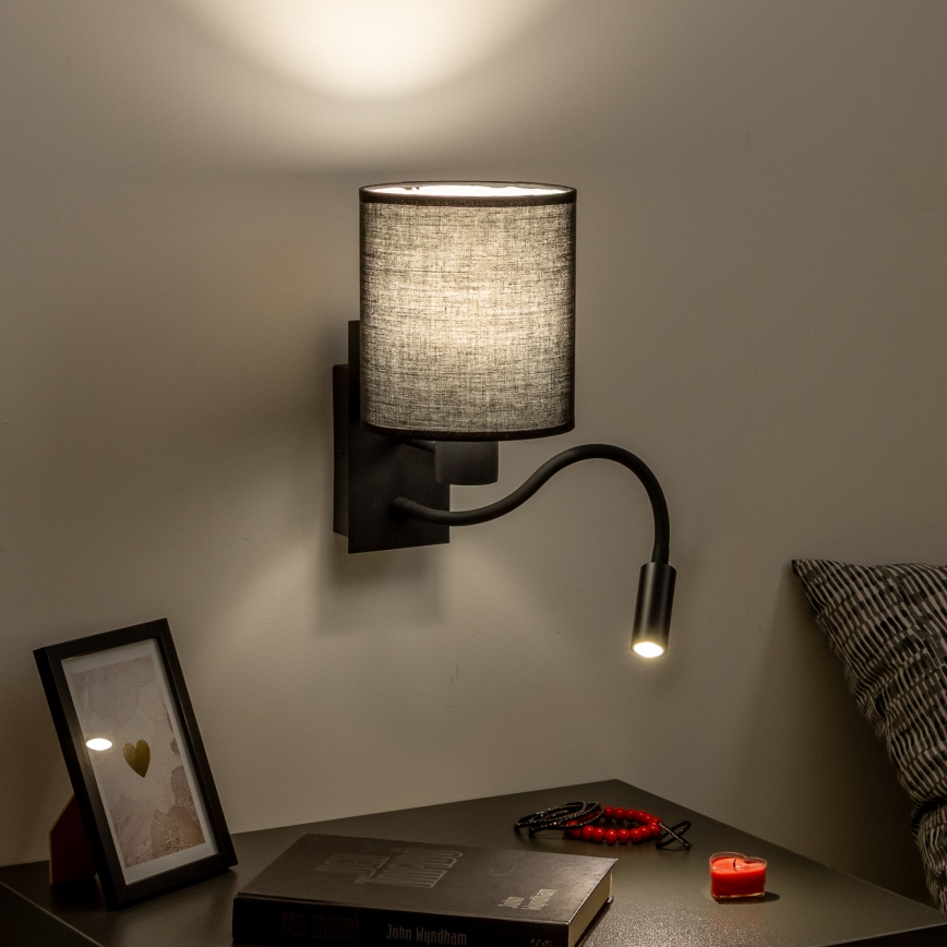 Brilagi - LED Flexibele wandlamp NUBILA 1xE27/25W/230V + LED/3W zwart