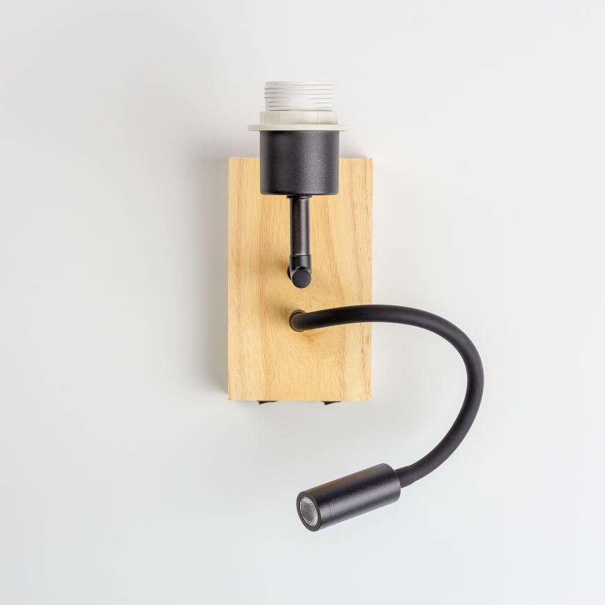 Brilagi - LED Flexibele wandlamp NUBILA WOOD 1xE27/25W/230V + LED/3W eiken/Pompejaanse rood
