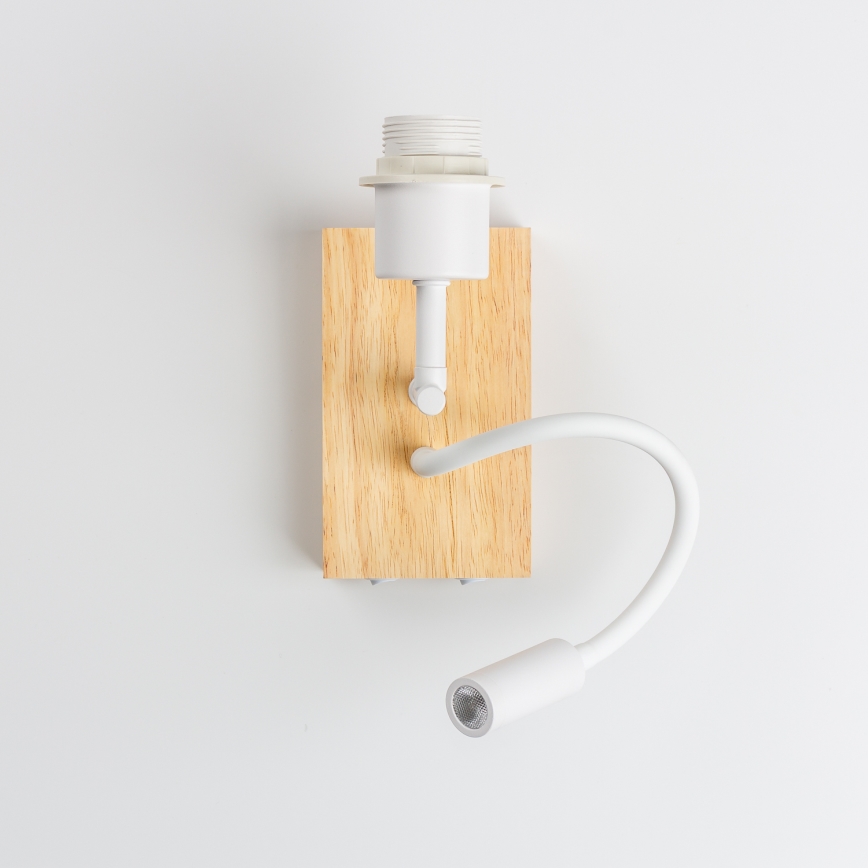 Brilagi - LED flexibele wandlamp NUBILA WOOD 1xE27/25W/230V + LED/3W eiken/wit/geel