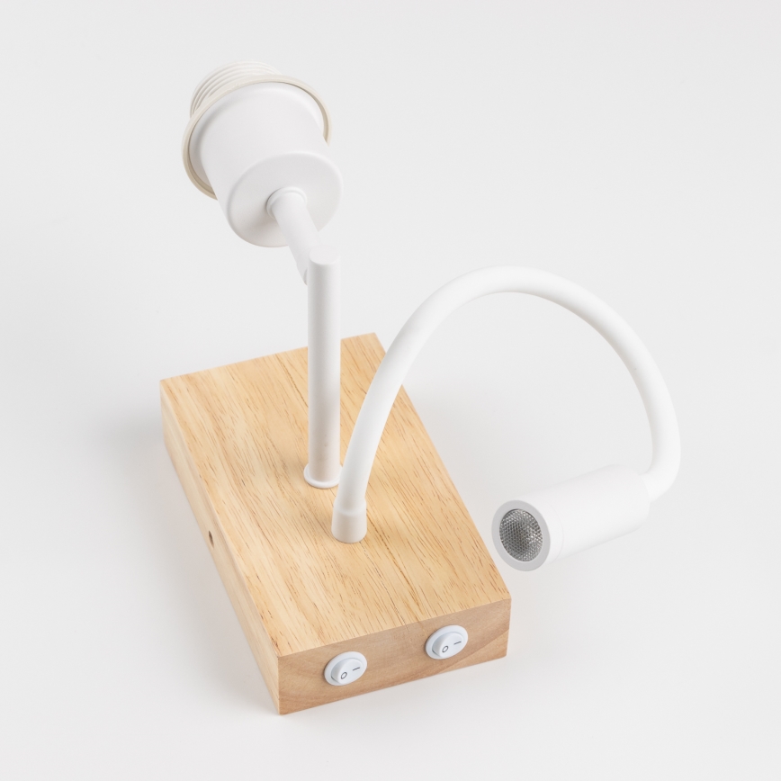 Brilagi - LED flexibele wandlamp NUBILA WOOD 1xE27/25W/230V + LED/3W eiken/wit/geel