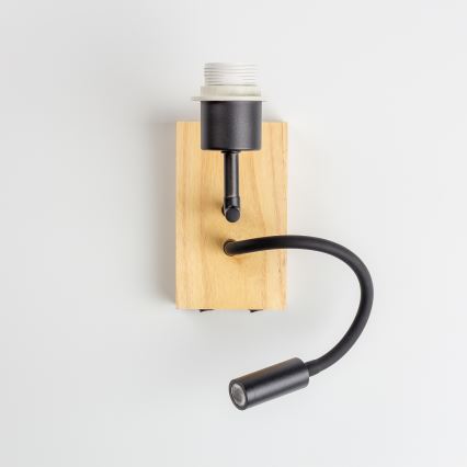 Brilagi - LED flexibele wandlamp NUBILA WOOD 1xE27/25W/230V + LED/3W eik/zwart/geel