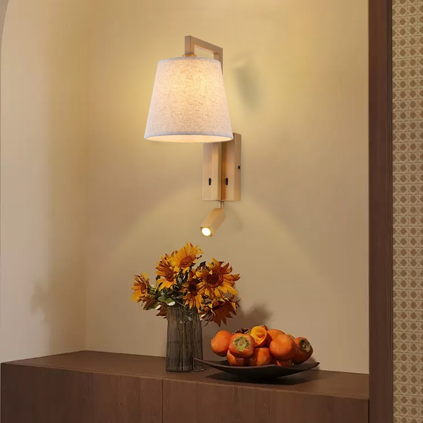 Brilagi - LED Wandlamp RAYA 1xE14/40W/230V + LED/3W linnen/beige