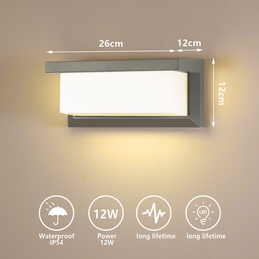 Brilagi - LED Wandlamp voor buiten BRICKY LED/12W/230V grijs IP54