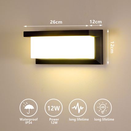 Brilagi - LED Wandlamp voor buiten BRICKY LED/12W/230V zwart IP54