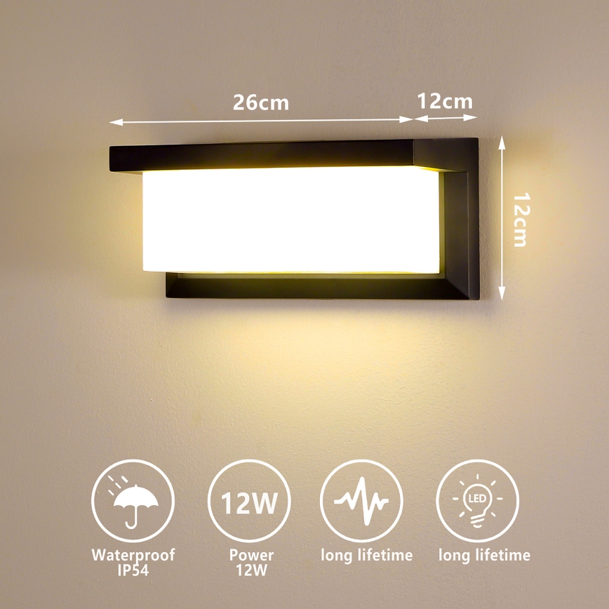 Brilagi - LED Wandlamp voor buiten BRICKY LED/12W/230V zwart IP54
