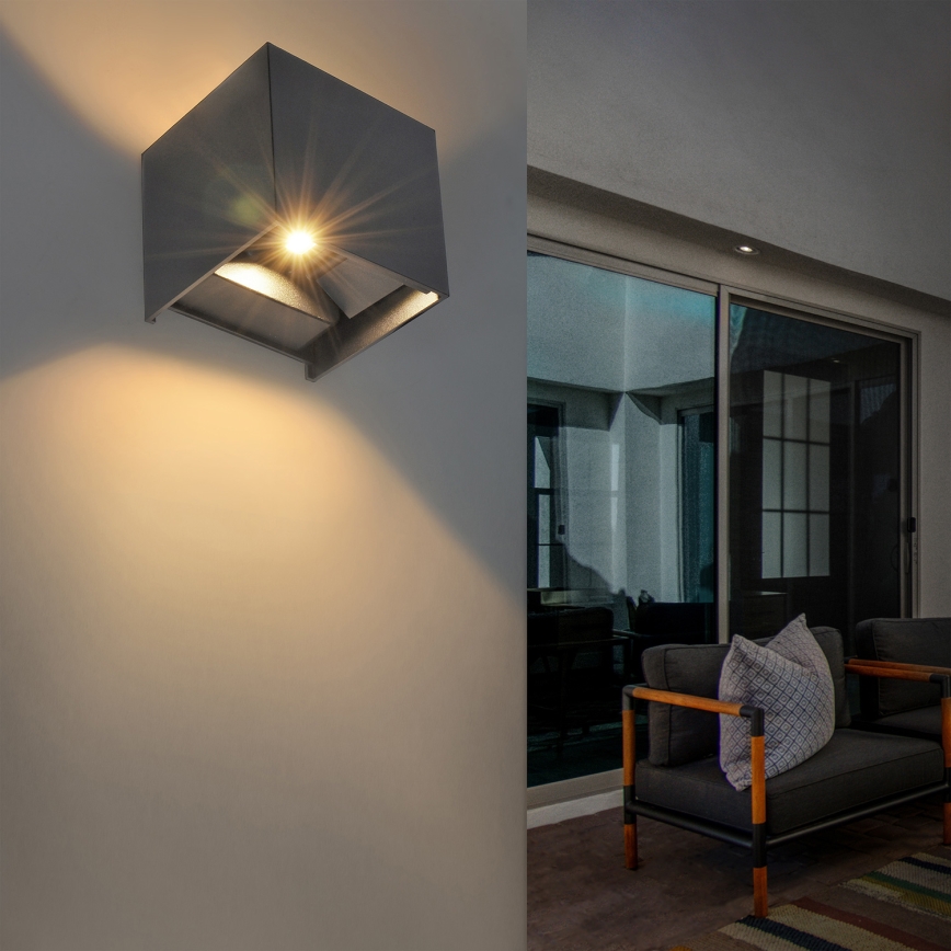 Brilagi - LED Wandlamp voor buiten CUBE LED/6W/230V antraciet IP54