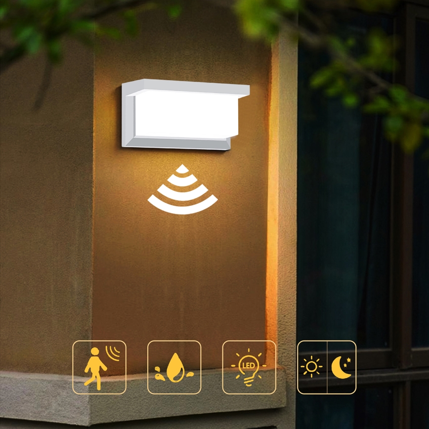 Brilagi - LED Wandlamp voor buiten met sensor BRICKY LED/12W/230V wit IP54