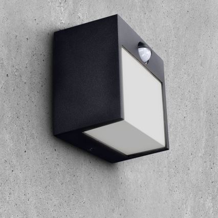 Brilagi - LED Wandlamp voor buiten met sensor TERNI LED/12W/230V zwart IP44