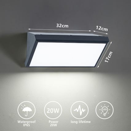 Brilagi - LED Wandlamp voor buiten TRIANGLE LED/20W/230V antraciet IP65