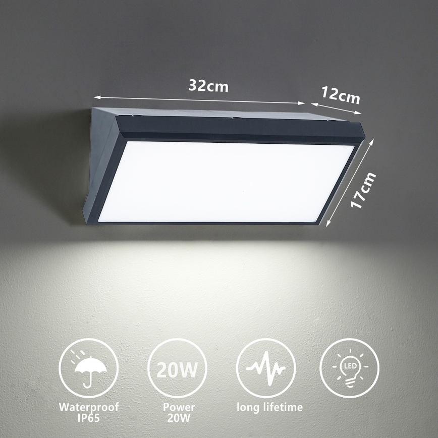 Brilagi - LED Wandlamp voor buiten TRIANGLE LED/20W/230V antraciet IP65