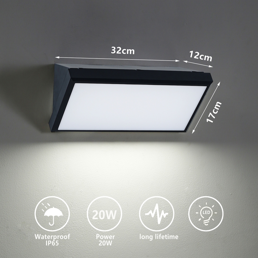 Brilagi - LED Wandlamp voor buiten TRIANGLE LED/20W/230V 3000/4000/6500K zwart IP65