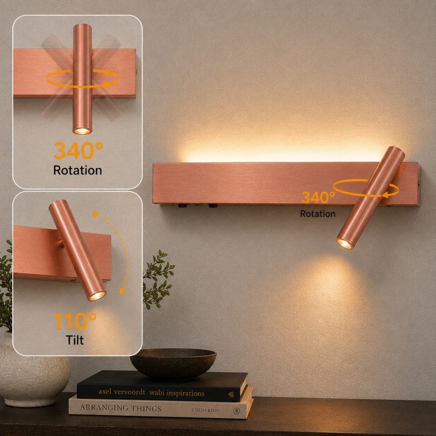 BRILAGI - LED wandspot ARLIX LED/3W/230V + LED/7W bronskleurig CRI 90
