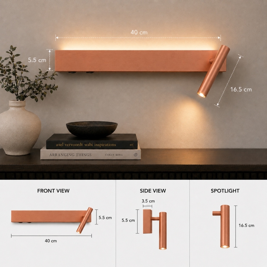 BRILAGI - LED wandspot ARLIX LED/3W/230V + LED/7W bronskleurig CRI 90