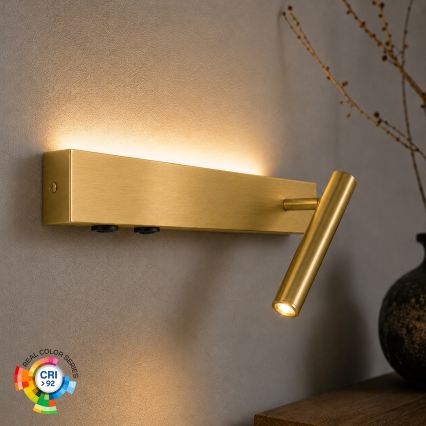 BRILAGI - LED wandspot ARLIX LED/3W/230V + LED/7W goudkleurig CRI 90