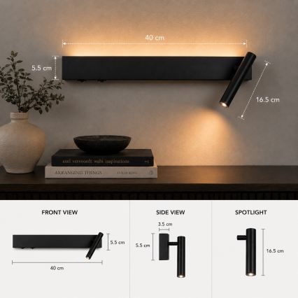 BRILAGI - LED-wandspot ARLIX LED/3W/230V + LED/7W zwart CRI 90