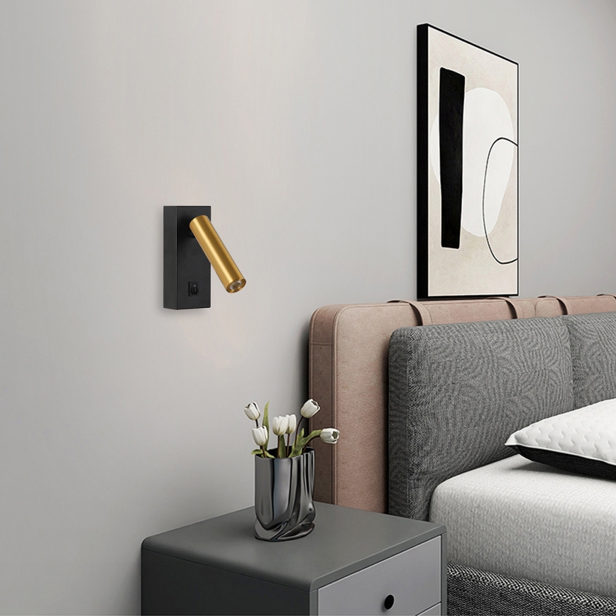 Brilagi - LED Wandspot MAYA LED/3W/230V 4000K zwart/goud