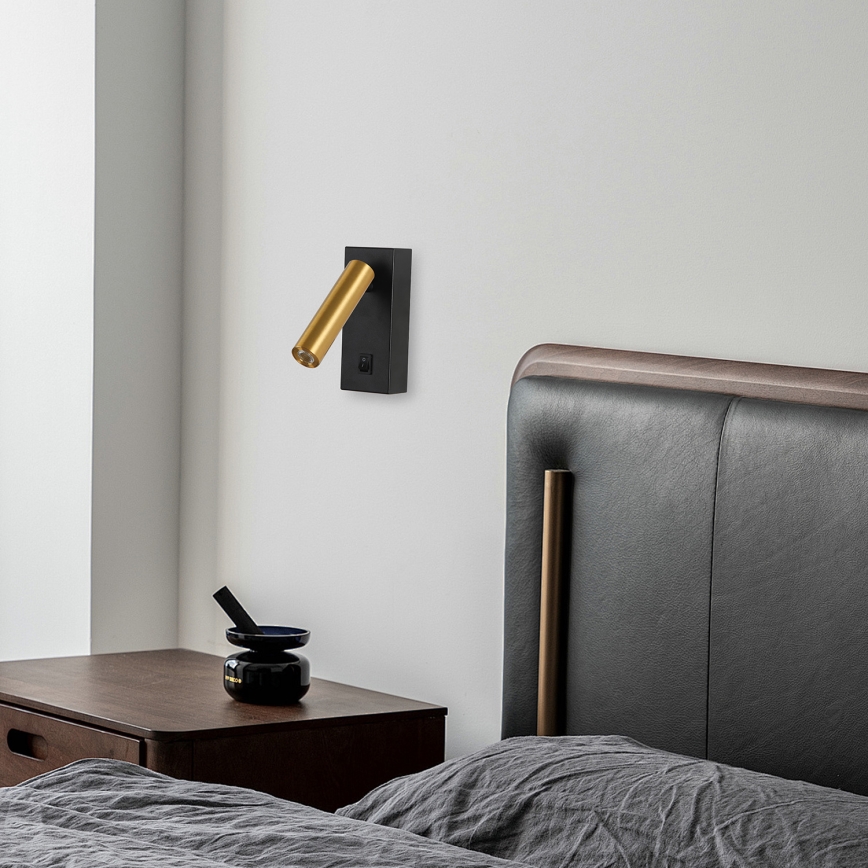 Brilagi - LED Wandspot MAYA LED/3W/230V 4000K zwart/goud