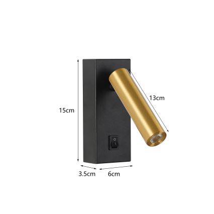 Brilagi - LED Wandspot MAYA LED/3W/230V 4000K zwart/goud