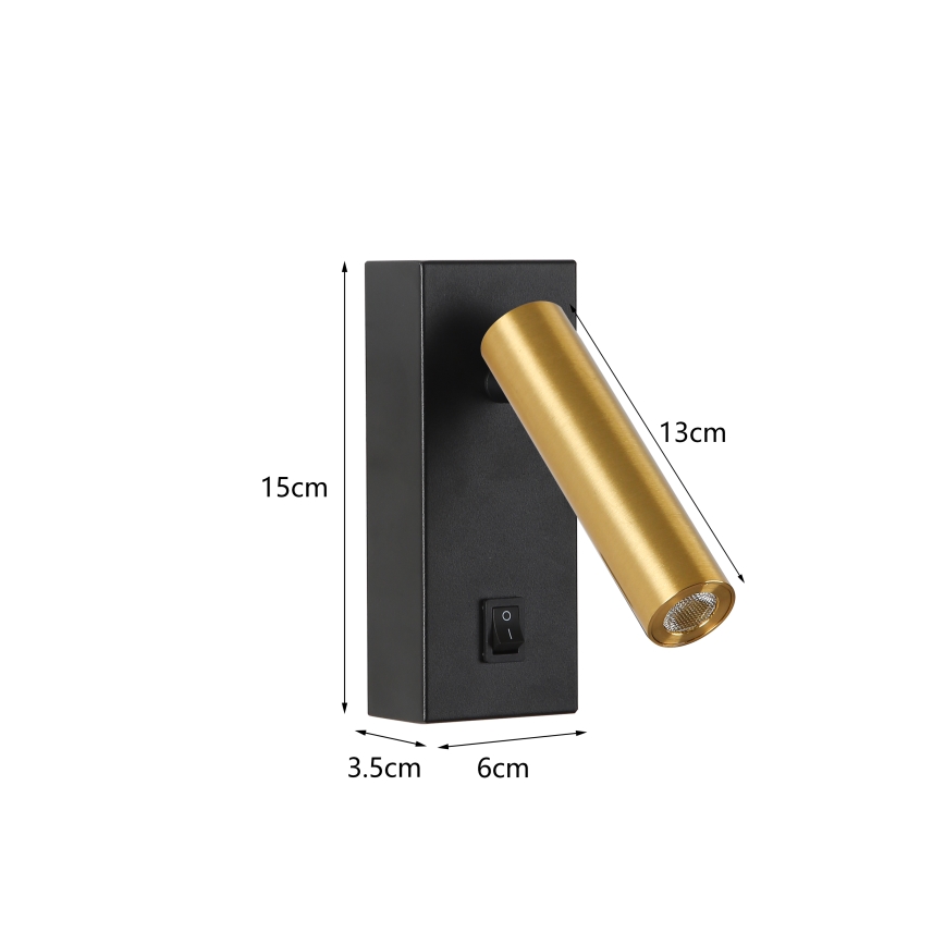 Brilagi - LED Wandspot MAYA LED/3W/230V 4000K zwart/goud