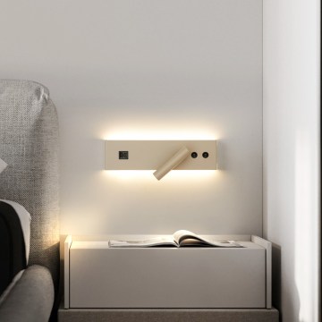 Brilagi - LED wandspot met USB-poort NOCTIS LED/3W/230V + LED/9W beige