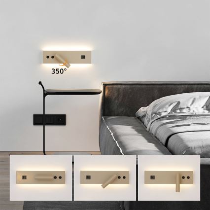 Brilagi - LED wandspot met USB-poort NOCTIS LED/3W/230V + LED/9W beige