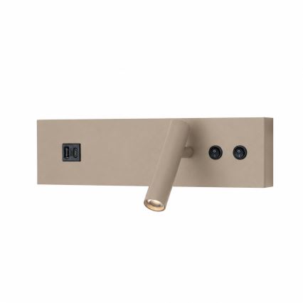 Brilagi - LED wandspot met USB-poort NOCTIS LED/3W/230V + LED/9W beige