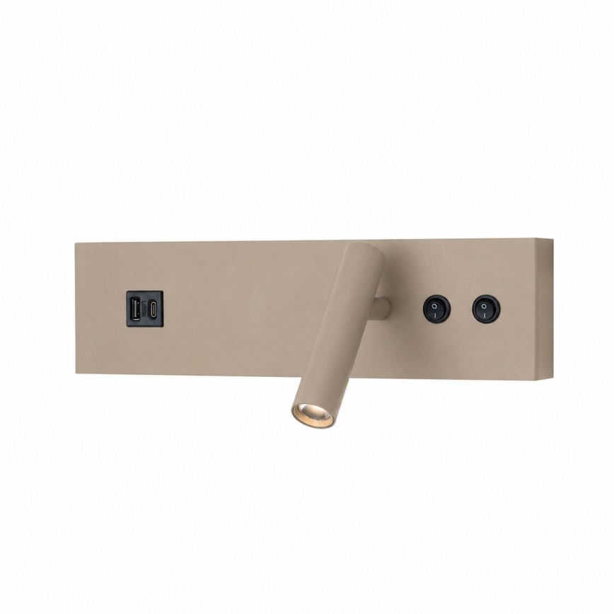 Brilagi - LED wandspot met USB-poort NOCTIS LED/3W/230V + LED/9W beige