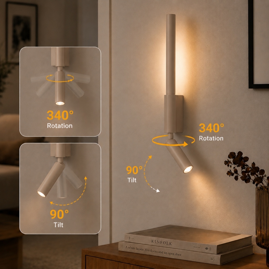 BRILAGI - LED wandspot VIXON LED/3W/230V + LED/5W beige CRI 90
