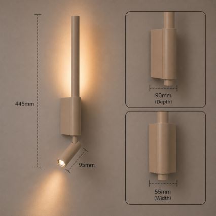 BRILAGI - LED wandspot VIXON LED/3W/230V + LED/5W beige CRI 90