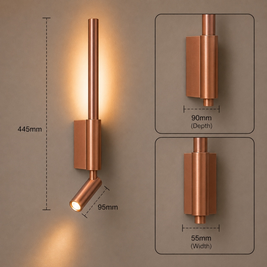 BRILAGI - LED wandspot VIXON LED/3W/230V + LED/5W bronskleurig CRI 90