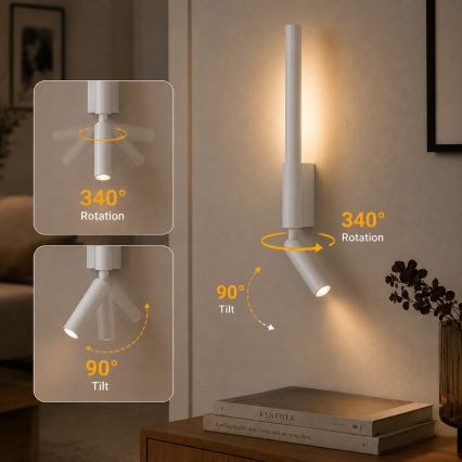 BRILAGI - LED wandspot VIXON LED/3W/230V + LED/5W wit CRI 90