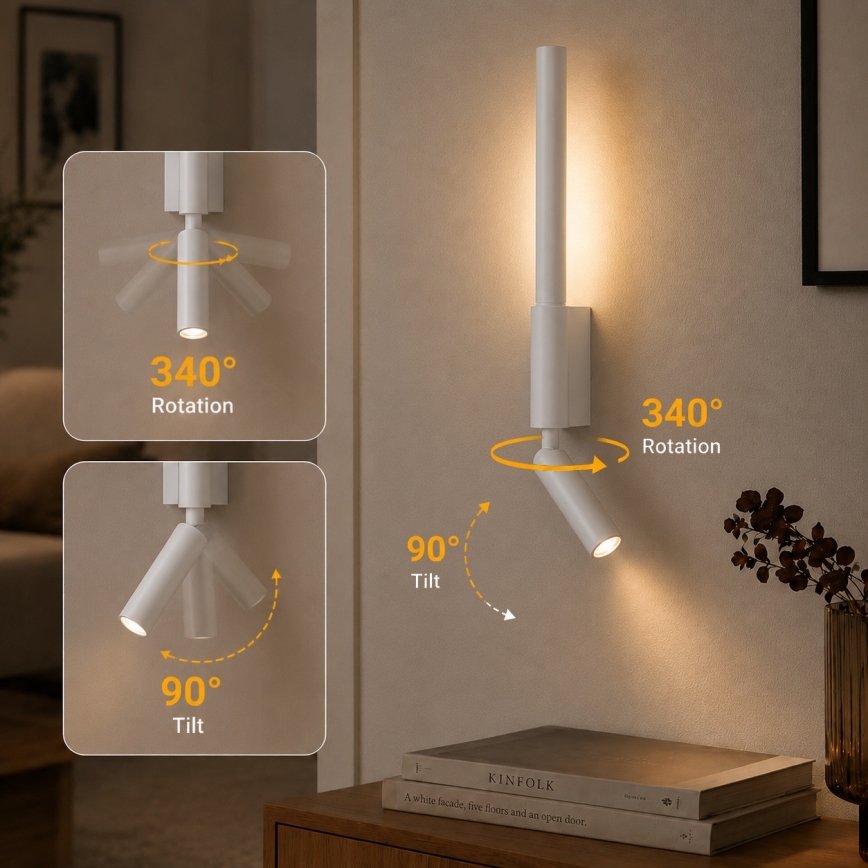 BRILAGI - LED wandspot VIXON LED/3W/230V + LED/5W wit CRI 90