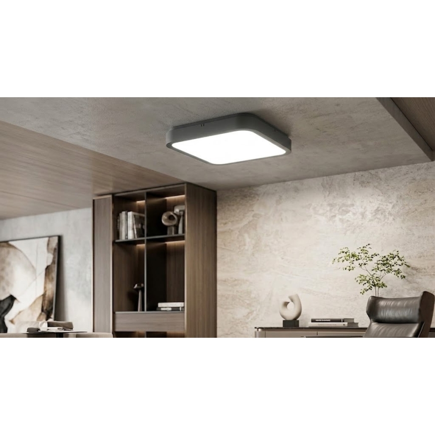 Brilagi - LED plafondlamp voor de badkamer met sensor ZENNA LED/18W/230V 28,5x28,5 cm IP44 antraciet + afstandsbediening