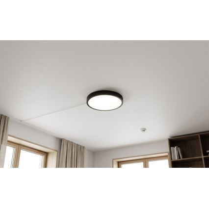 BRILAGI - LED plafondlamp voor badkamer met sensor ZENNA LED/18W/230V Ø 29,5 cm IP44 zwart + afstandsbediening