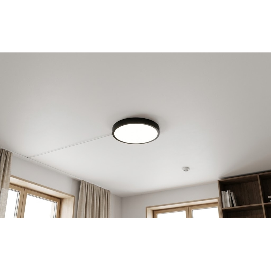 BRILAGI - LED plafondlamp voor badkamer met sensor ZENNA LED/18W/230V Ø 29,5 cm IP44 zwart + afstandsbediening