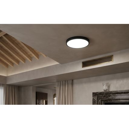 BRILAGI - LED plafondlamp voor badkamer met sensor ZENNA LED/18W/230V Ø 29,5 cm IP44 zwart + afstandsbediening