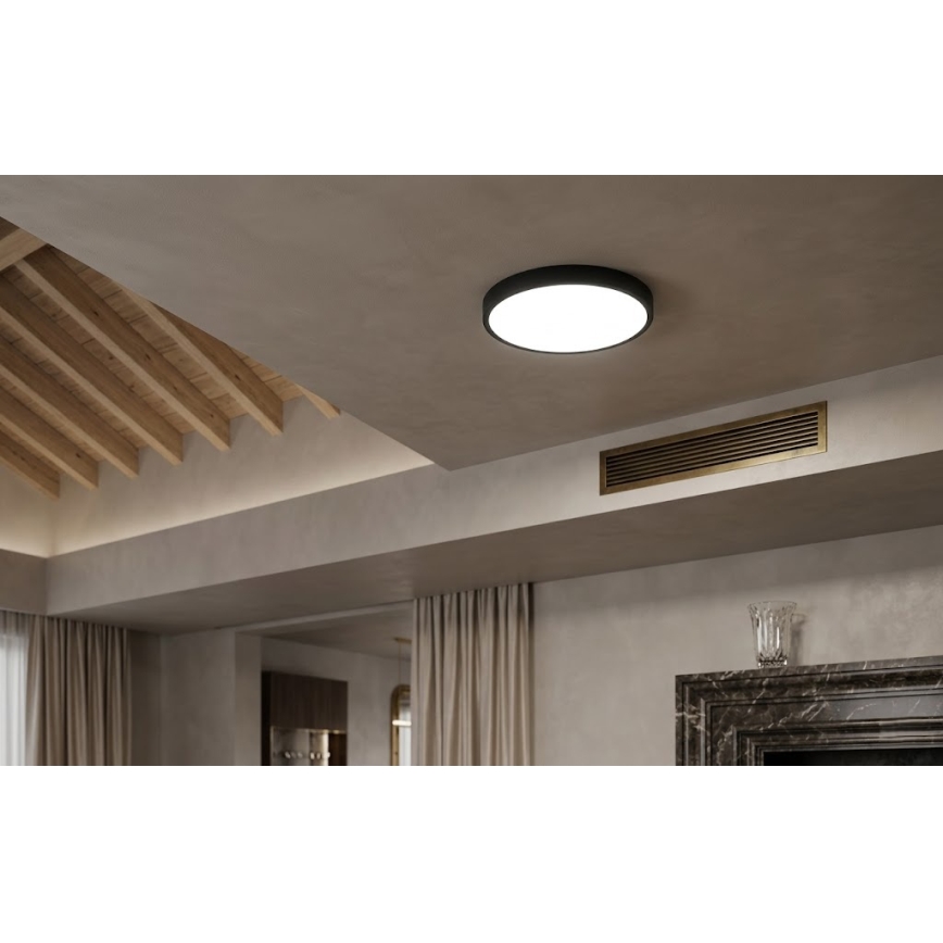 BRILAGI - LED plafondlamp voor badkamer met sensor ZENNA LED/18W/230V Ø 29,5 cm IP44 zwart + afstandsbediening