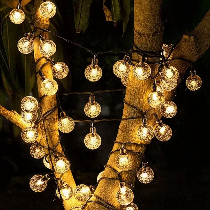 BRILAGI - BUBBLE LED zonne-decoratiesnoer, 200 LEDs, 8 functies, 20 m, IP65, warm wit, 800 mAh